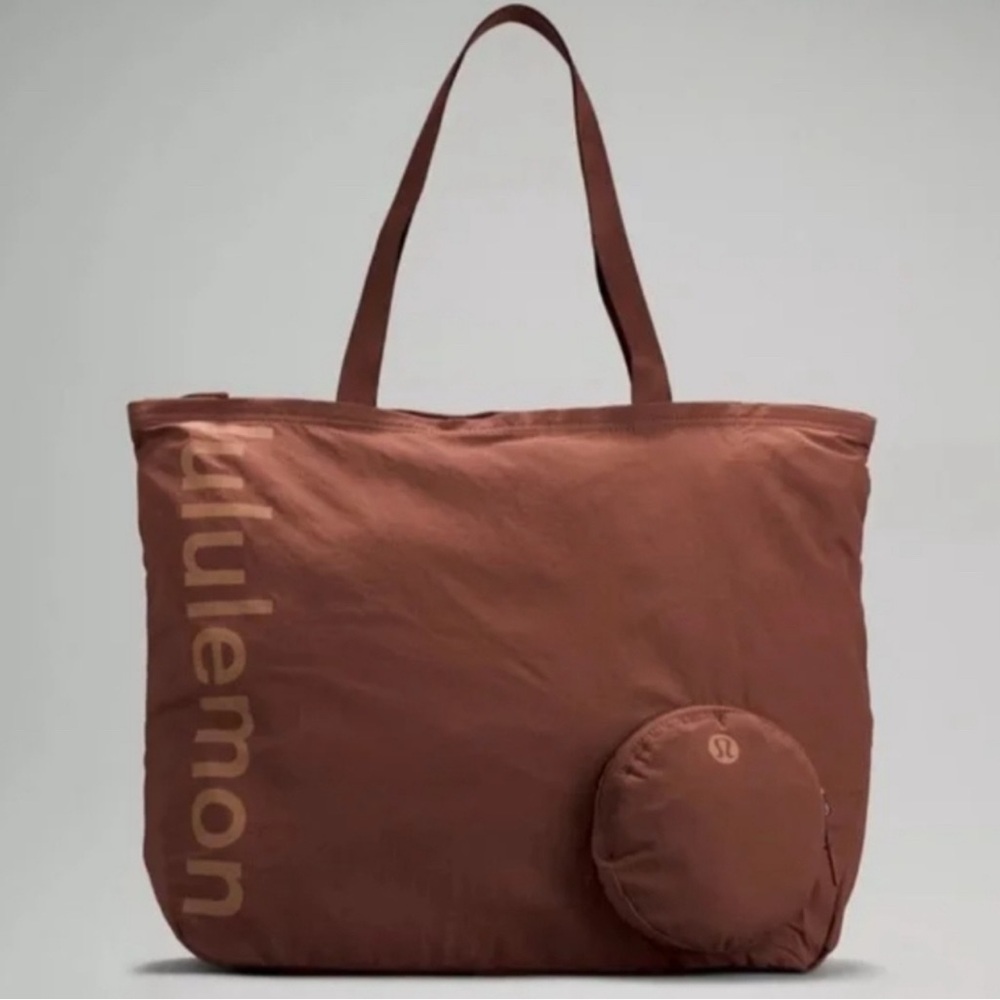 Lululemon Athletica Brown Tote Bag with Minimalist Design